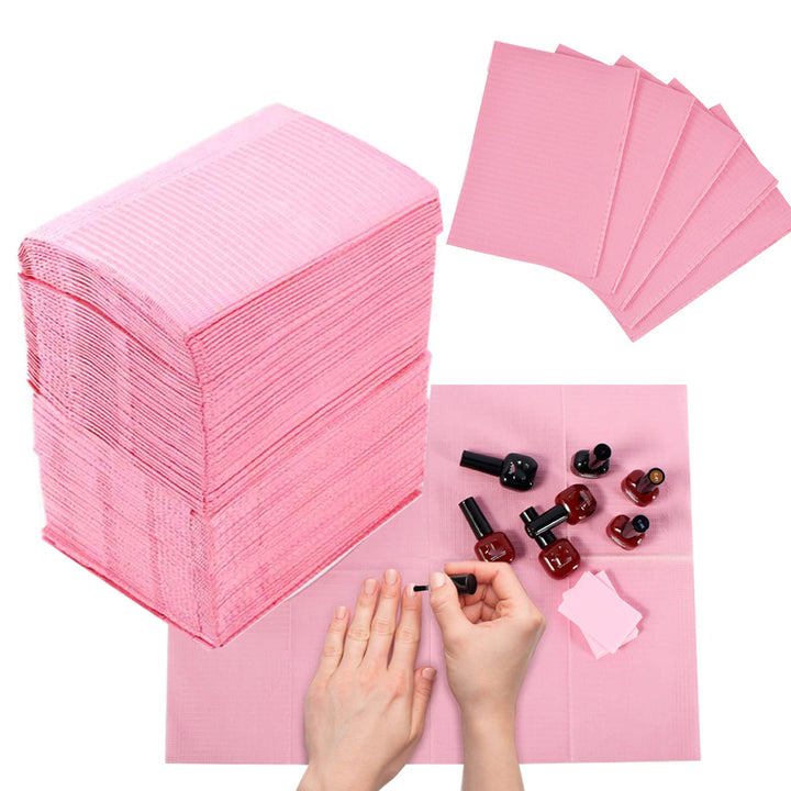 LXIANGN front packaging showing 125 pink disposable nail mats and benefits