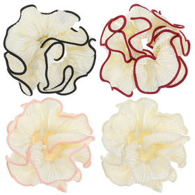 LXUEJIE front view of four-color scrunchie pack showing colors and ruffled look
