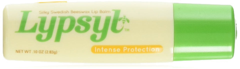 Lypsyl Intense Protection front view showing mint label and compact tube for quick protection
