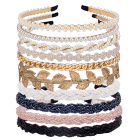 LYroo front pack display showing ten assorted headband styles for outfit versatility