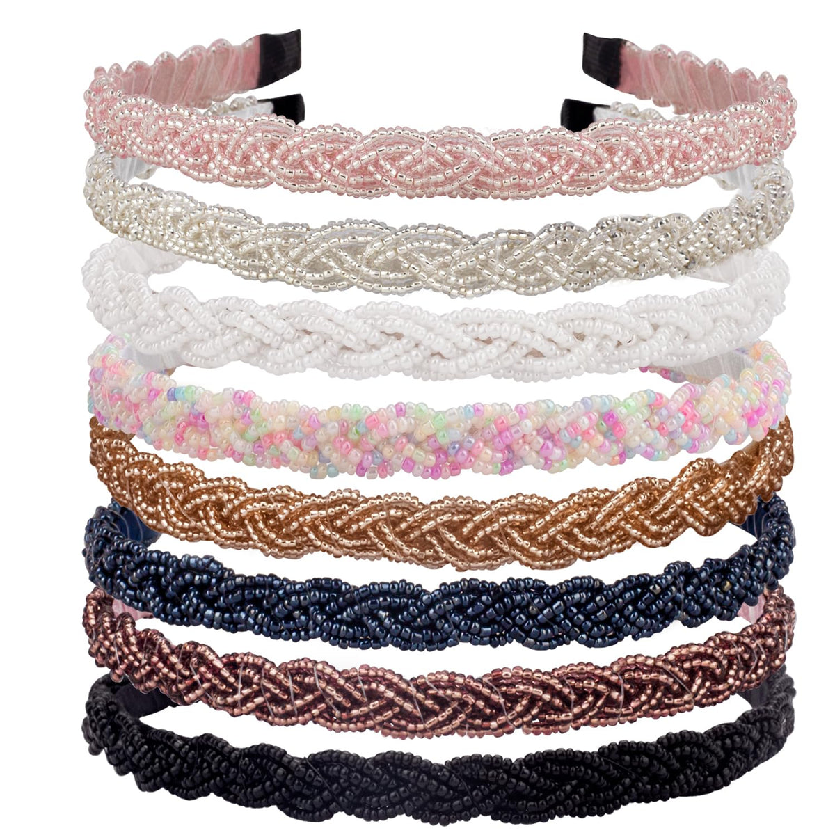 LYroo front packaging showing all eight colorful headbands and organized storage