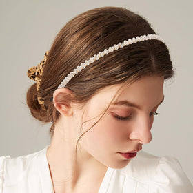 LYroo headband worn with an updo demonstrating easy styling