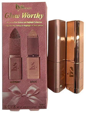 LYS Beauty front packaging of mini bronze and highlighter duo for travel convenience