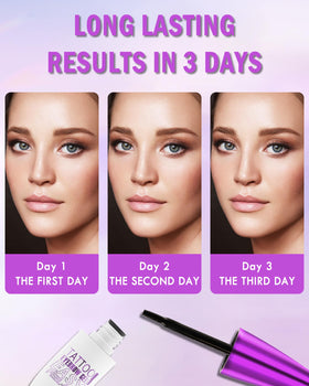 LYSdefeu application brush applying tint to brow, precise shaping benefit