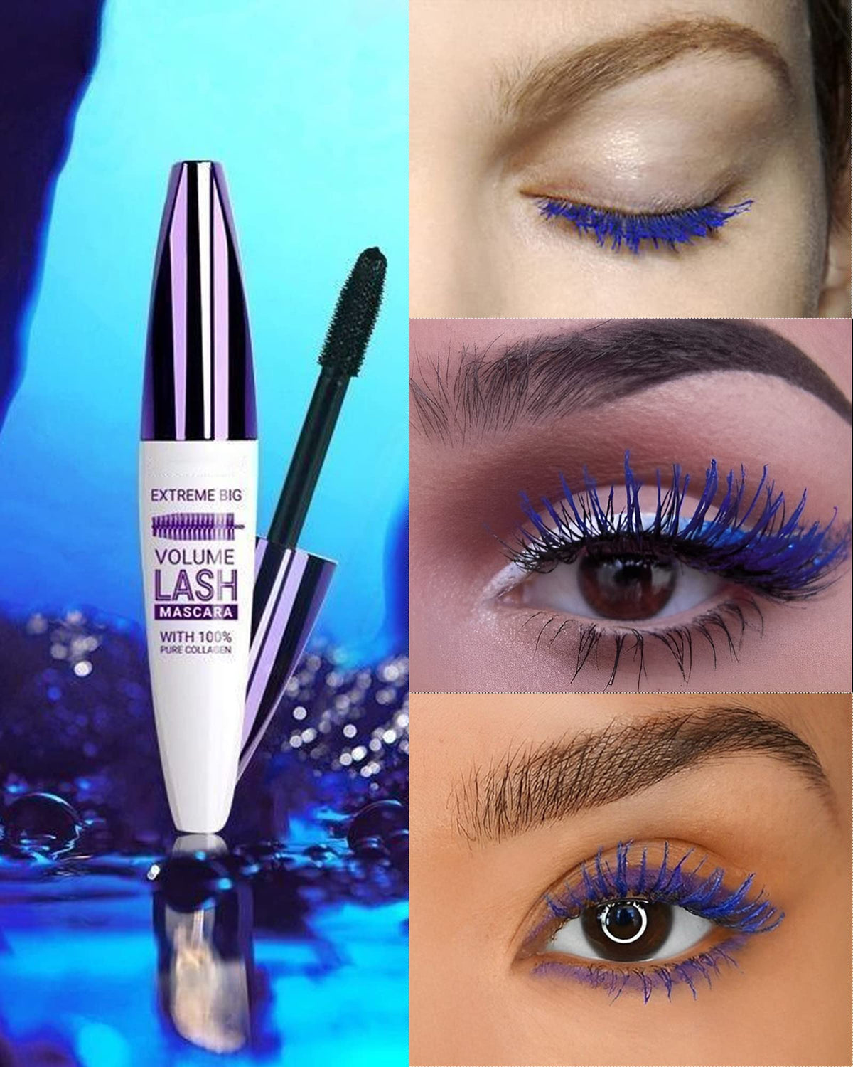 LYSdefeu blue mascara swatch on skin, intense pigment and smooth finish
