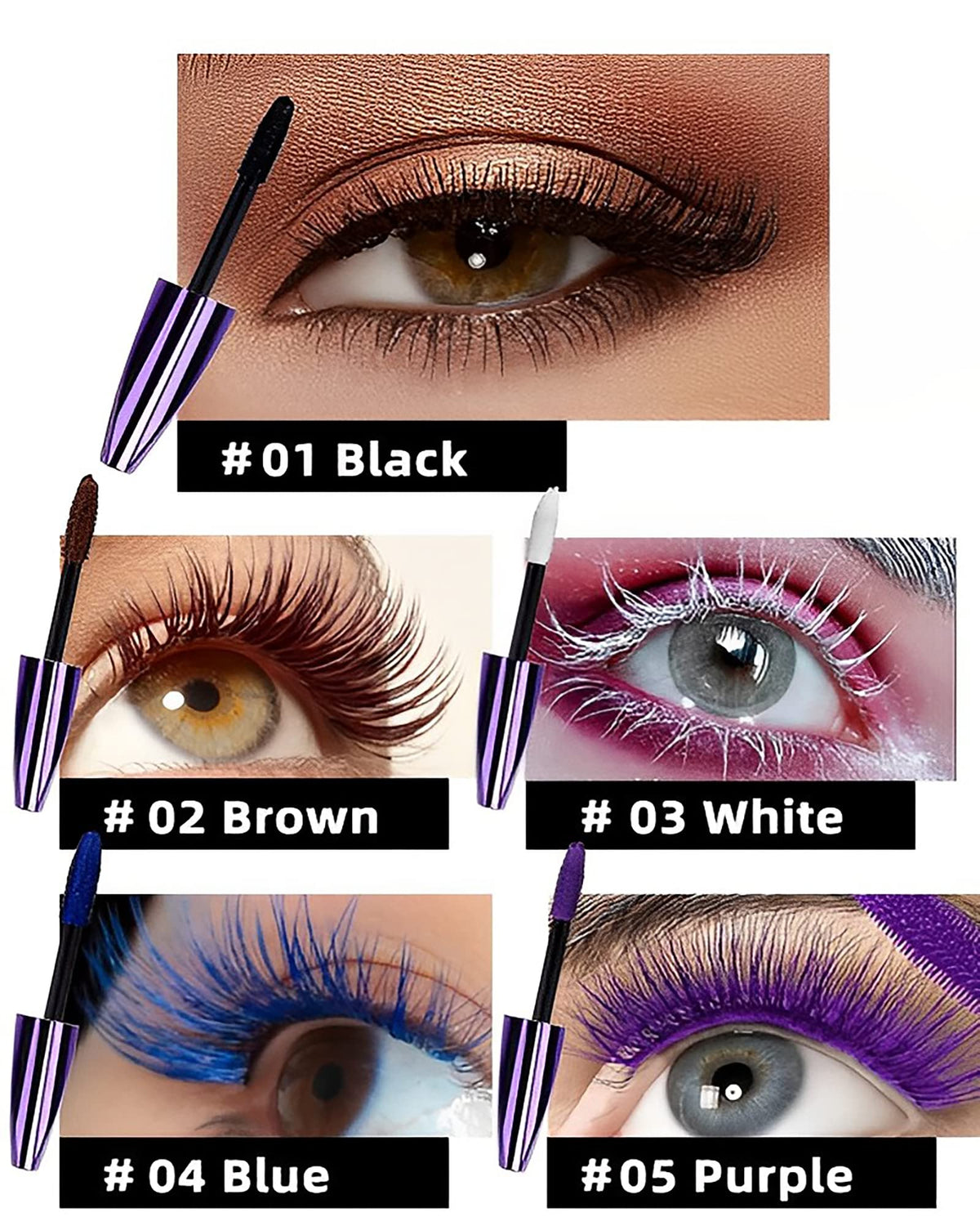 LYSdefeu white mascara tube styling, high-contrast option for creative looks