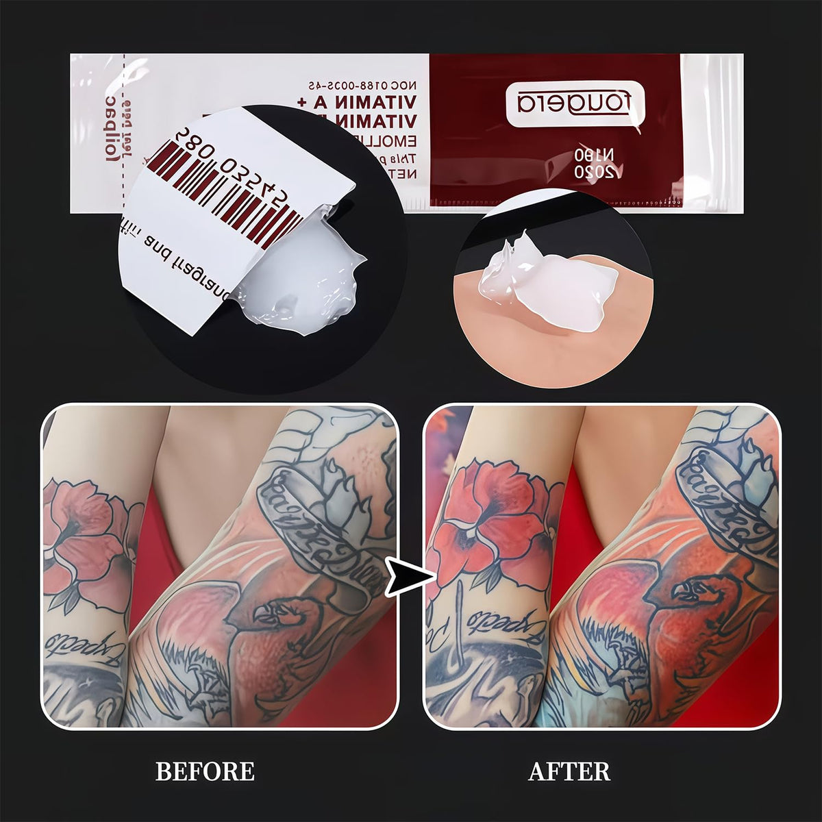 Lyuxzad sachet beside makeup bag showing travel-friendly convenience
