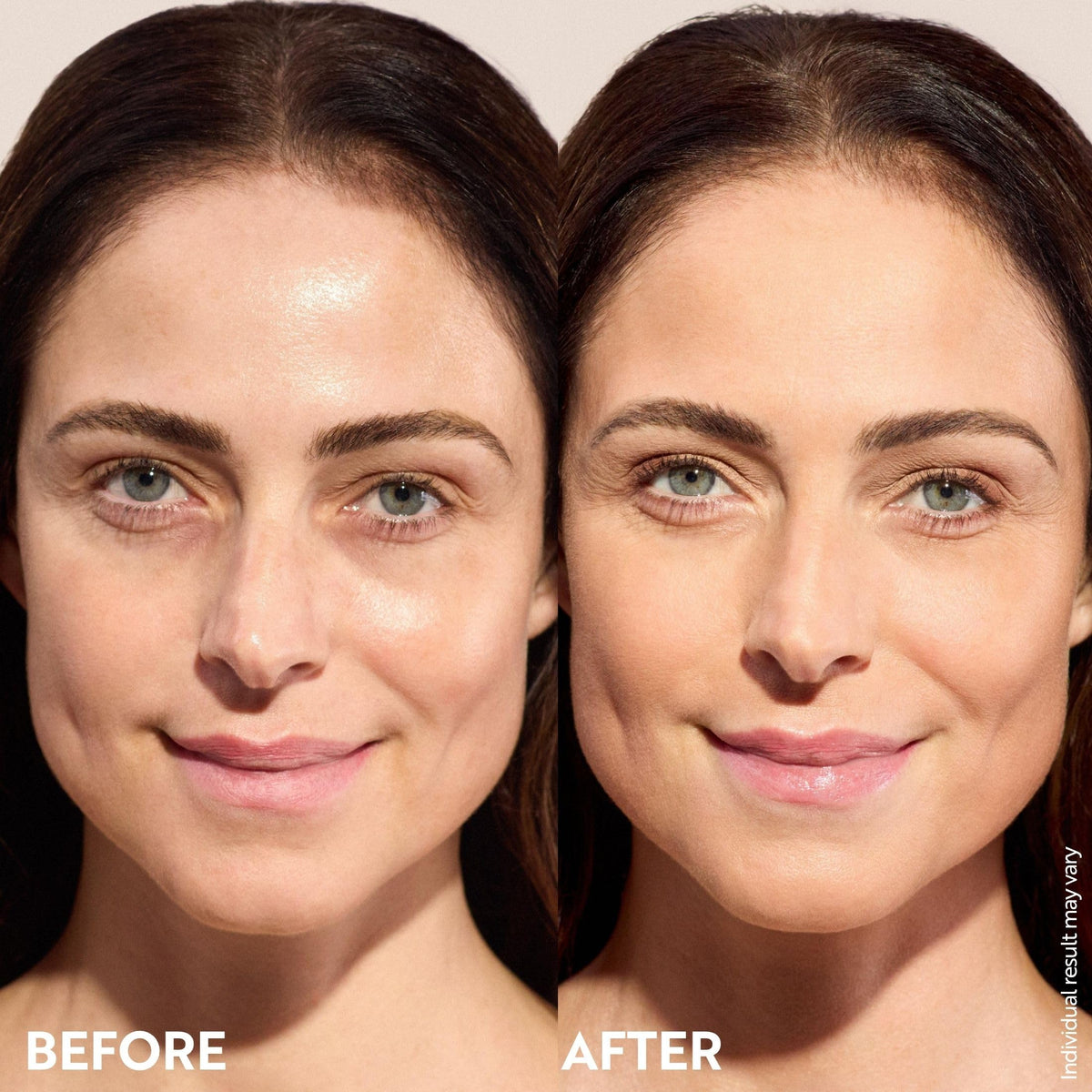 M. Asam application on hand illustrating sheer finish and instant smoothing effect