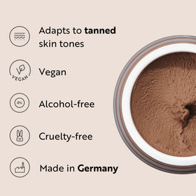M. Asam mousse in hand to show size and easy‑to‑carry convenience