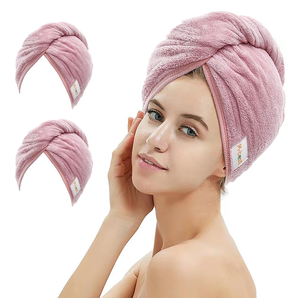 M-bestl front view of bean-pink towel pack showing color and shape, fast drying benefit