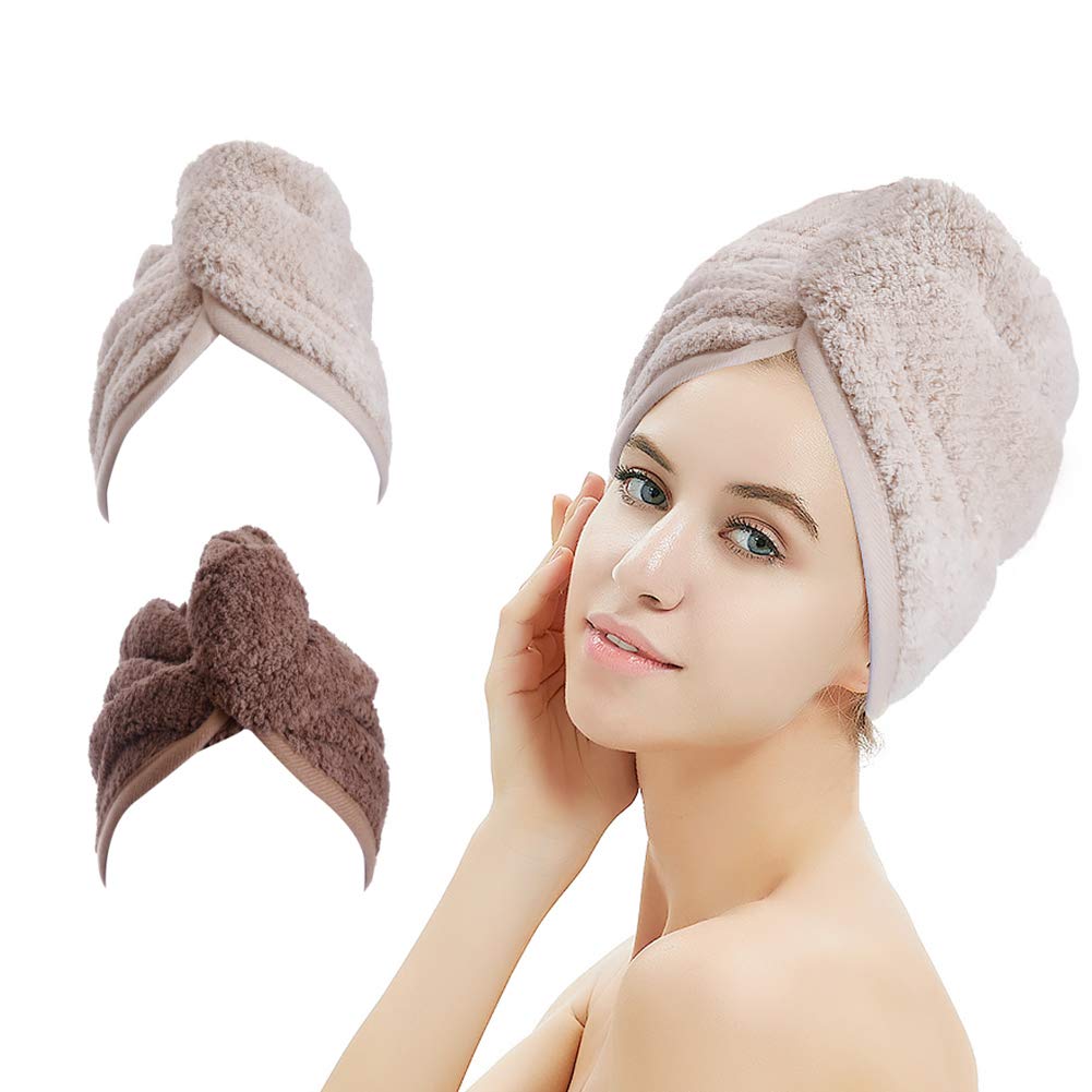 M-bestl front view of coffee and khaki towel set showing colors and compact fold, quick drying
