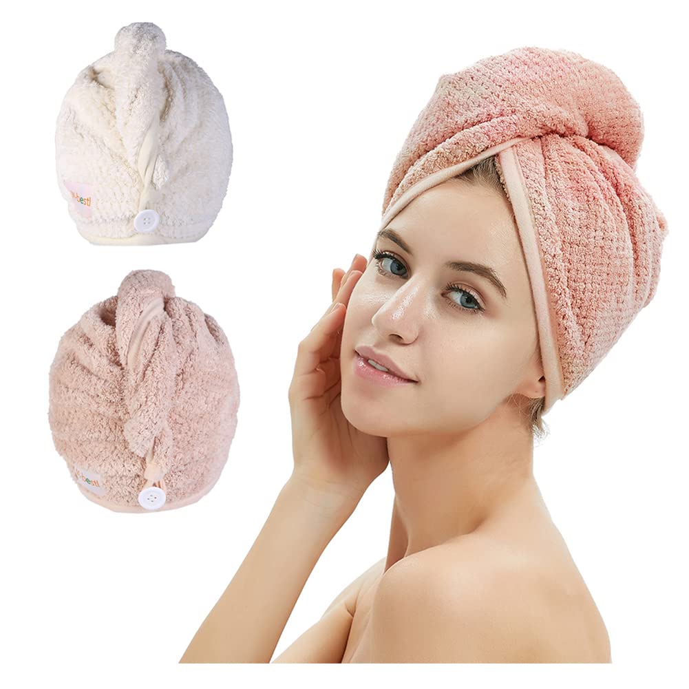 M-bestl front packaging showing two pink and beige towels, quick-dry convenience