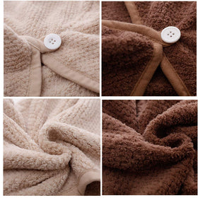 M-bestl towel draped on mannequin showing 25x65 cm scale for head and hair fit