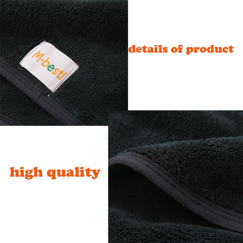 M-bestl model wearing the towel wrap in bathroom showing stable fit and frizz-reducing benefit