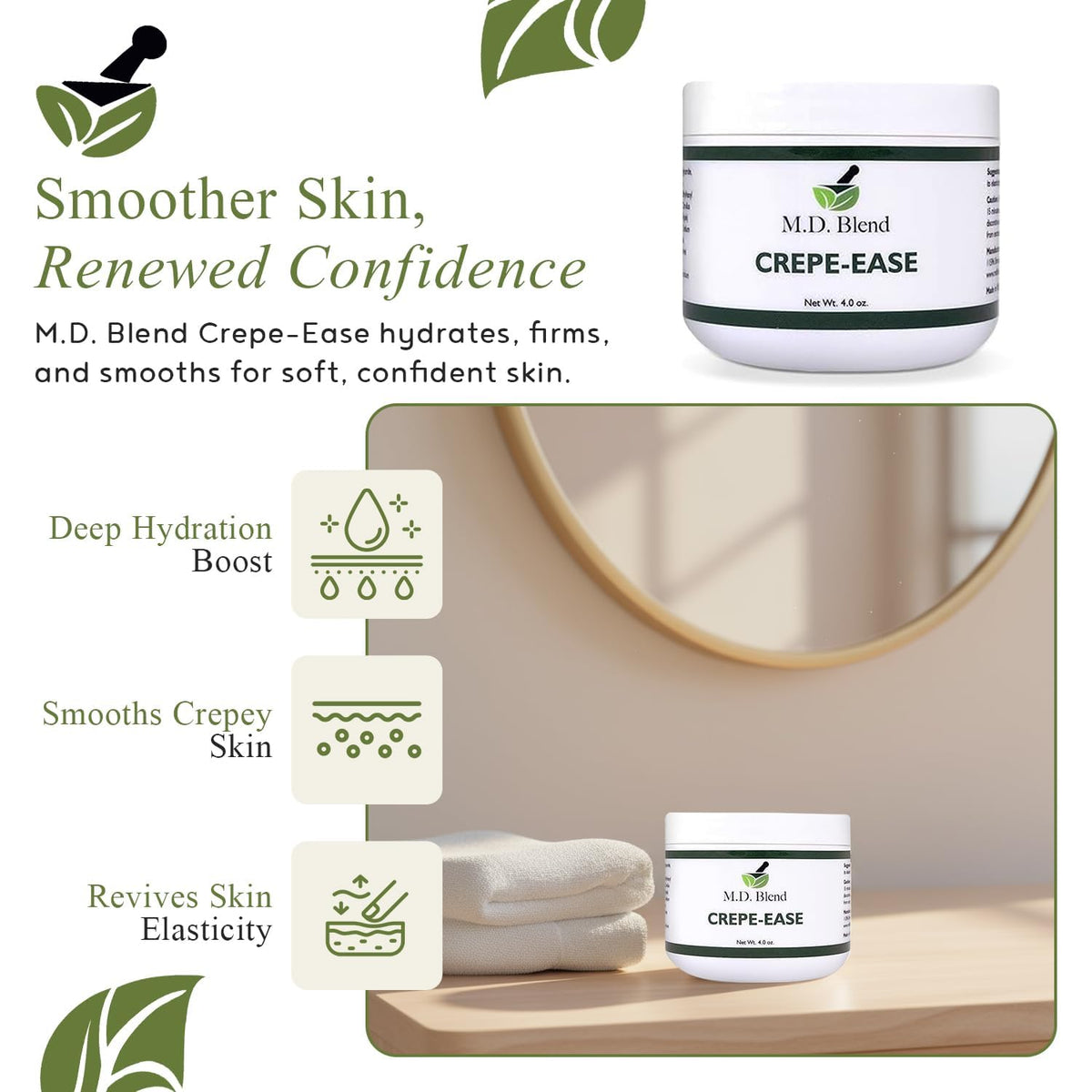 M.D. Blend Crepe-Ease being applied to neck to smooth and firm crepey skin