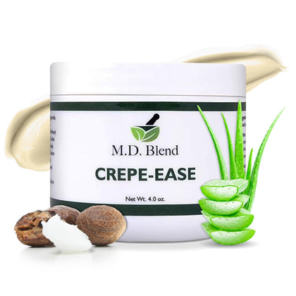M.D. Blend Crepe-Ease jar front view showing packaging and quick absorption benefit