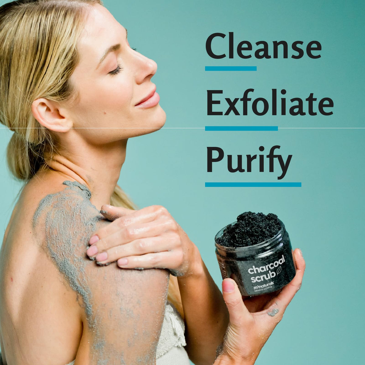 M3 Naturals underarm application conveying detoxifying and smoothing action