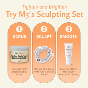 M3 Naturals scrub applied to leg in shower, exfoliation and hydration combined