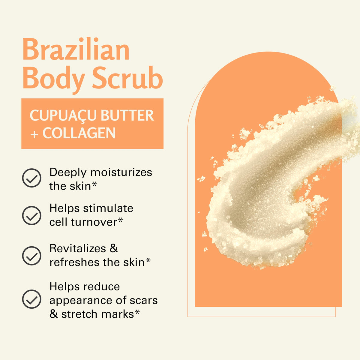M3 Naturals creamy scrub texture close-up highlighting smooth cupuaçu butter glide