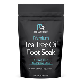 M3 Naturals front packaging showing 16oz foot soak visual and benefits