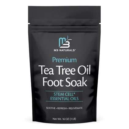 M3 Naturals front packaging showing 16oz foot soak visual and benefits
