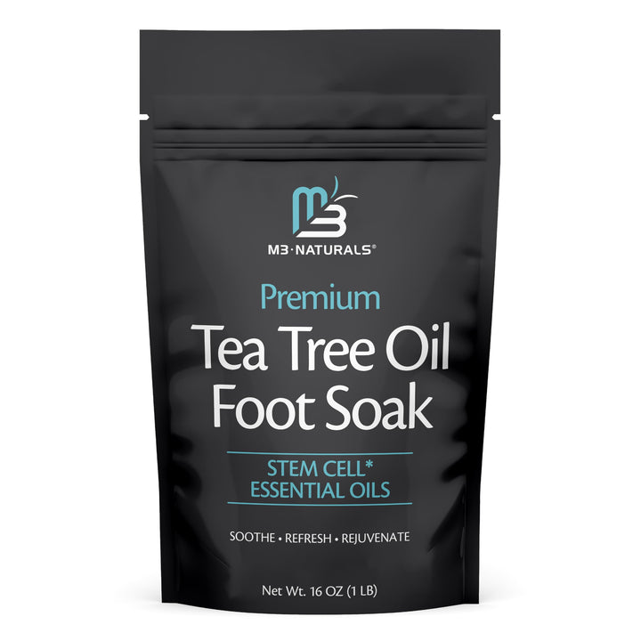 M3 Naturals front packaging showing 16oz foot soak visual and benefits