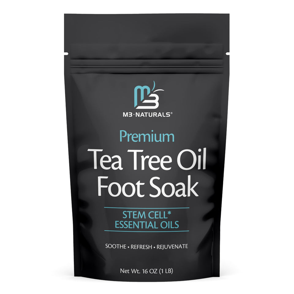 M3 Naturals front packaging showing 16oz foot soak visual and benefits