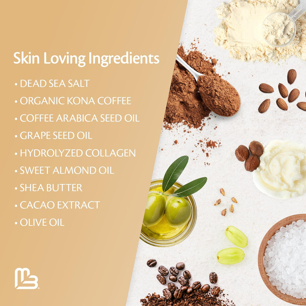 M3 Naturals scrub being massaged into a hand for softer skin