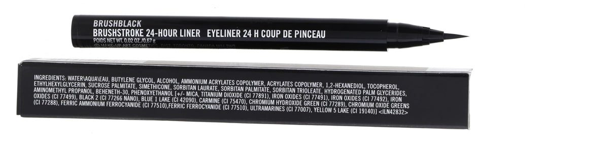 MAC Brushstroke Liner black swatch stroke demonstrating intense pigment and smooth finish