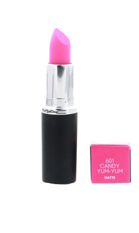 MAC Candy Yum Yum texture close-up highlighting silky-matte finish and smooth application