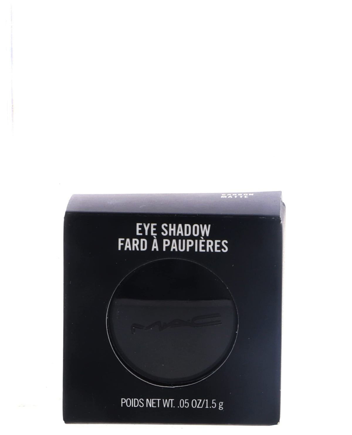 MAC Carbon close-up of powder texture revealing fine-milled pigment and smooth blendability benefit