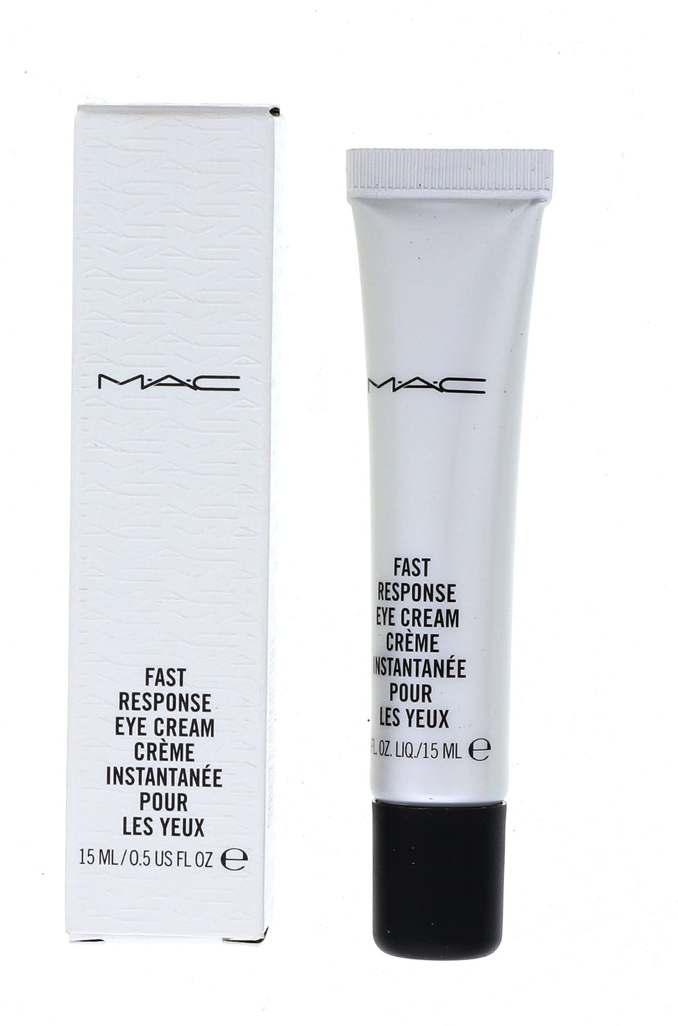 MAC Fast Response Eye Cream front tube showing label and compact size benefit