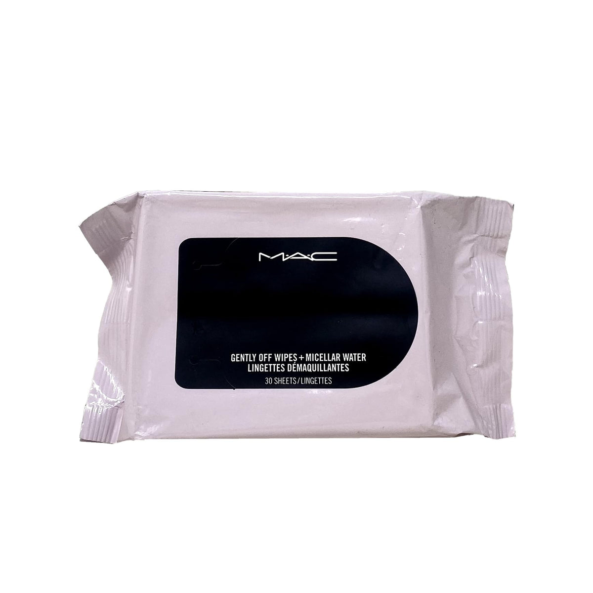 M·A·C gently off wipes mini front packaging shows compact convenience and travel-ready hydration