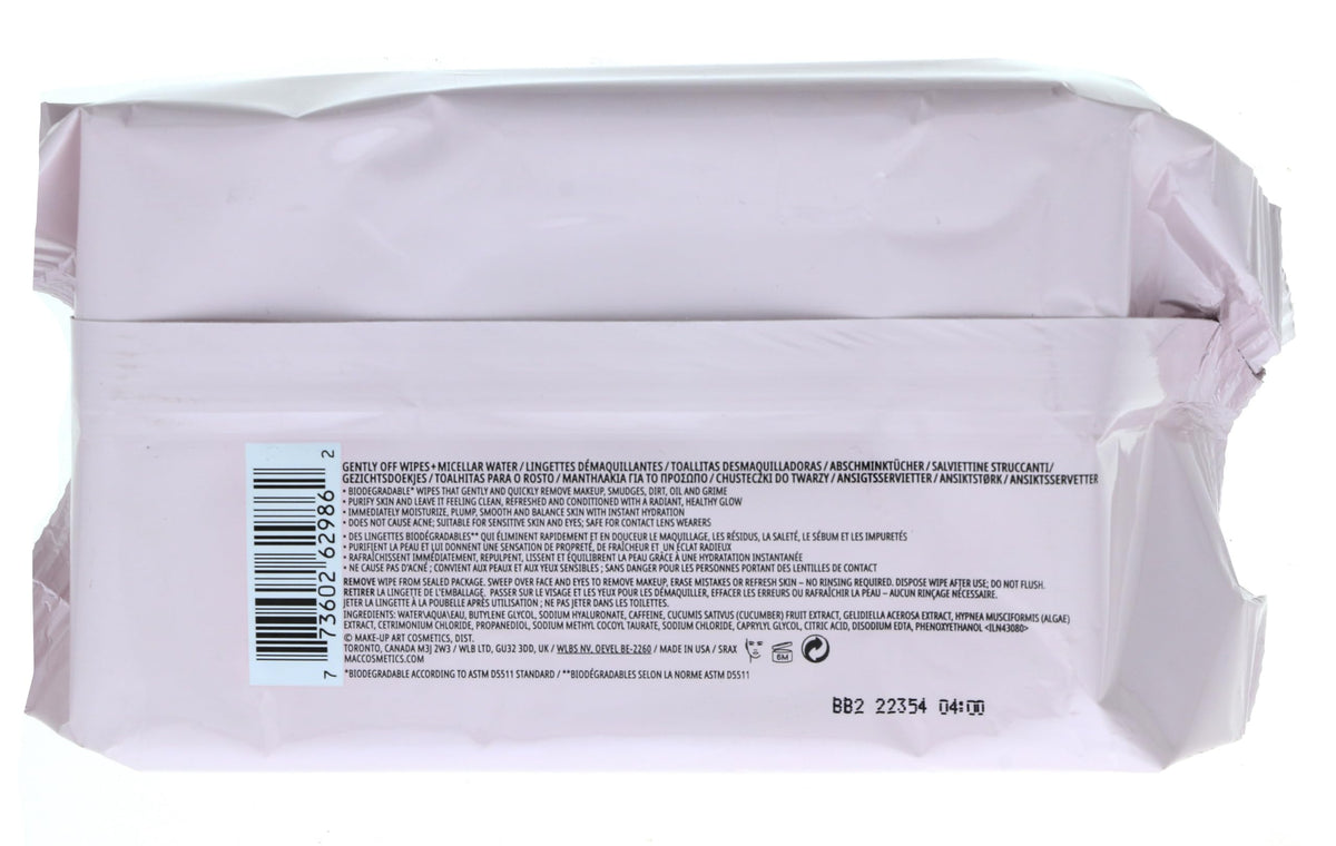 MAC closeup of wipe texture highlighting soft fabric and thorough cleansing