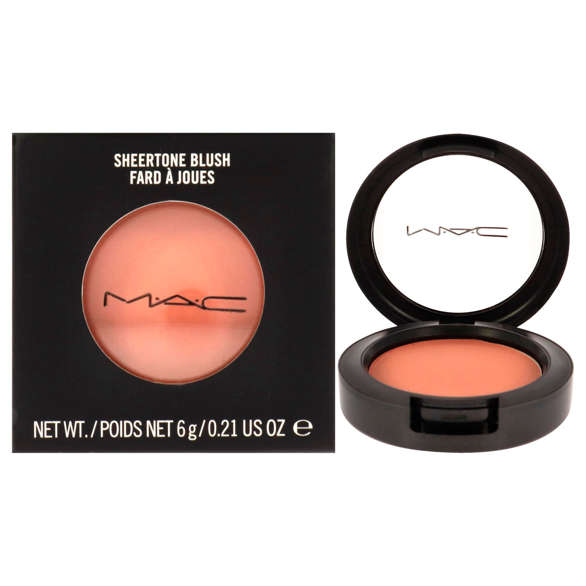 MAC Sheertone Gingerly front compact showing pan and label for effortless application
