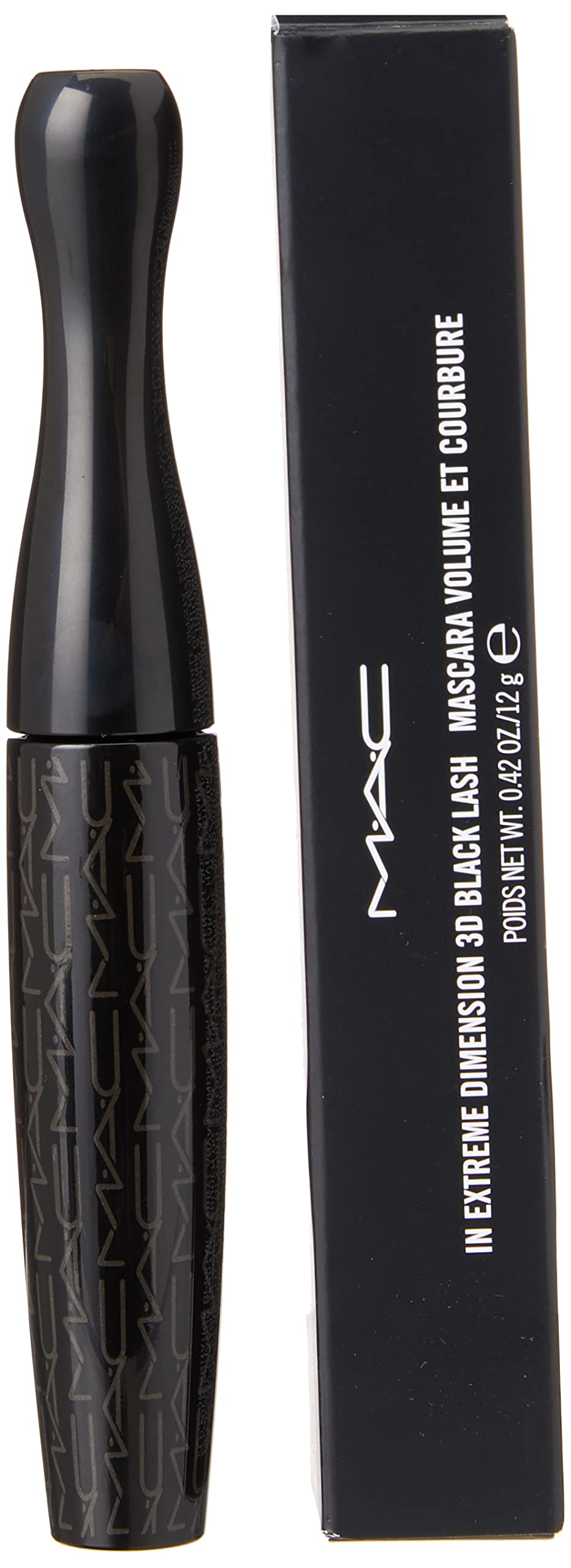 MAC close-up of oversized brush, demonstrates full lash coating and separation