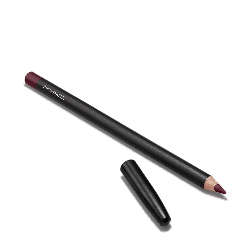 MAC lip pencil Vino front view showing slim pencil and wine color for precise definition