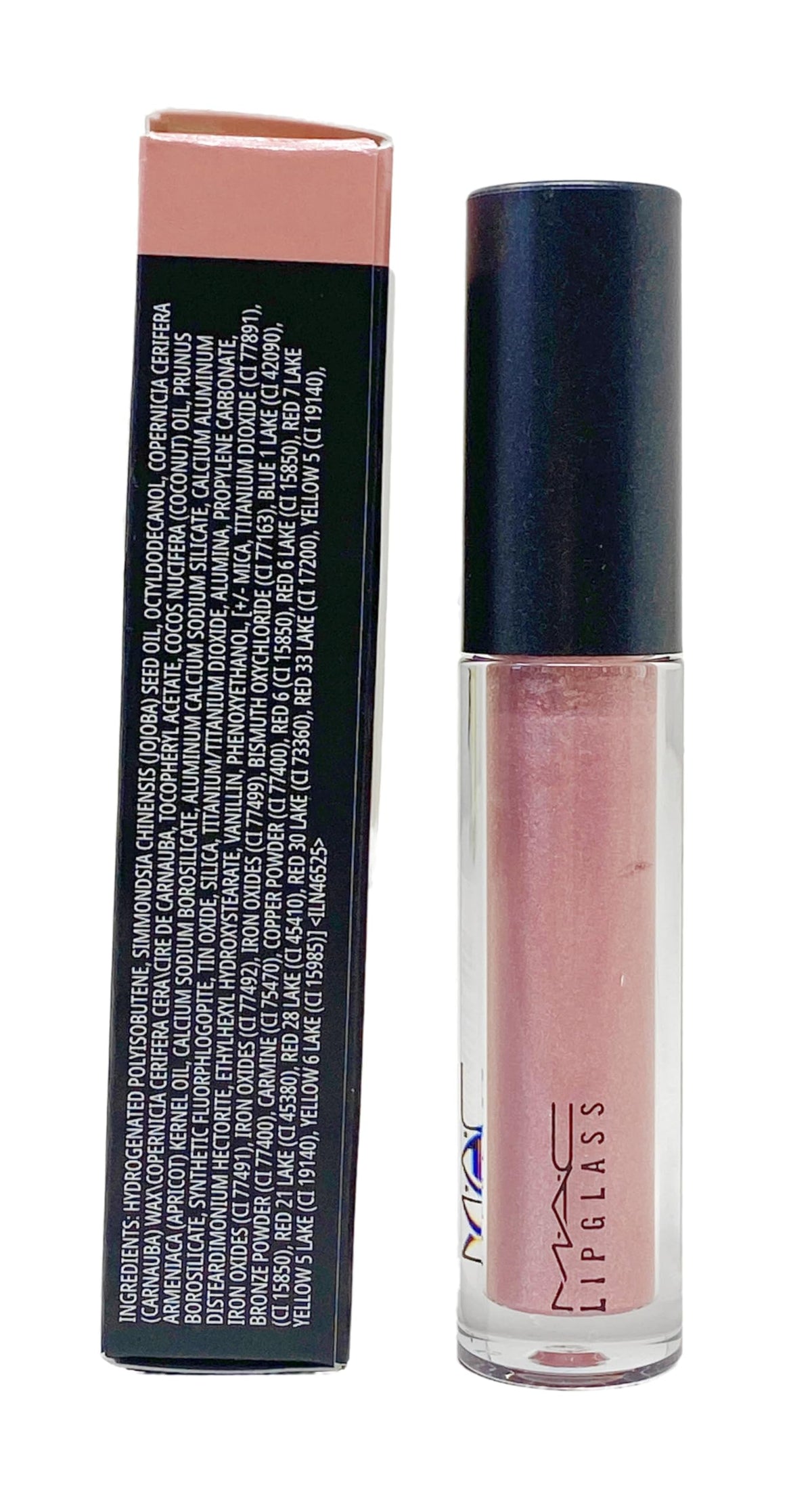 MAC applicator wand and gloss texture displaying smooth glitter finish