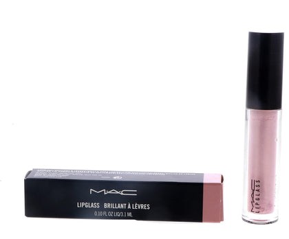 MAC Lipglass front tube showing Oyster Girl shade and glossy finish benefit