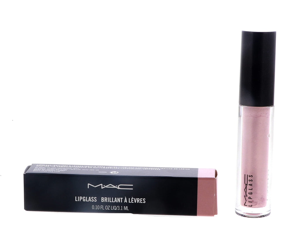 MAC Lipglass front tube showing Oyster Girl shade and glossy finish benefit