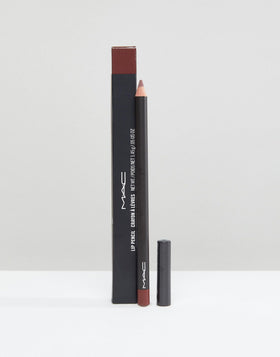 MAC mahogany pencil tip close-up highlighting precise application benefit