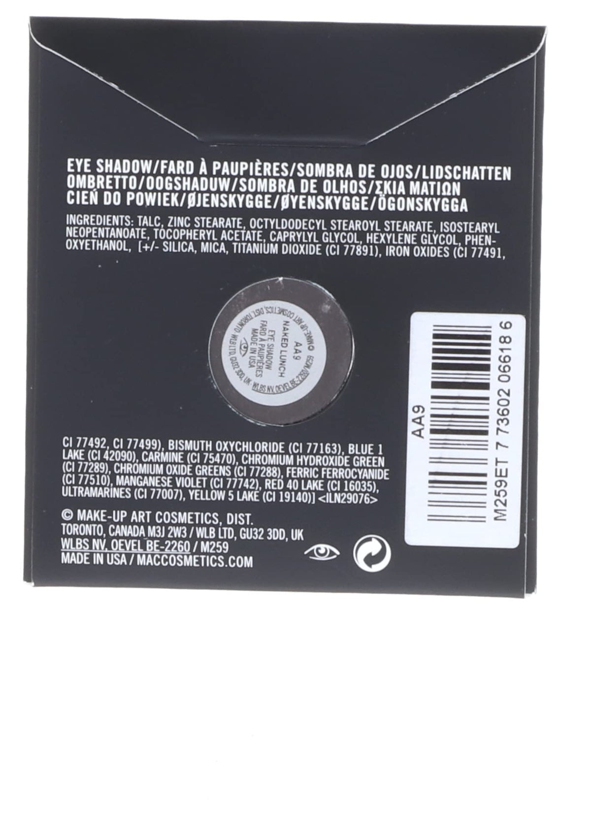 MAC NAKED LUNCH secured in a MAC Pro palette demonstrating magnetic fit for on-the-go kits