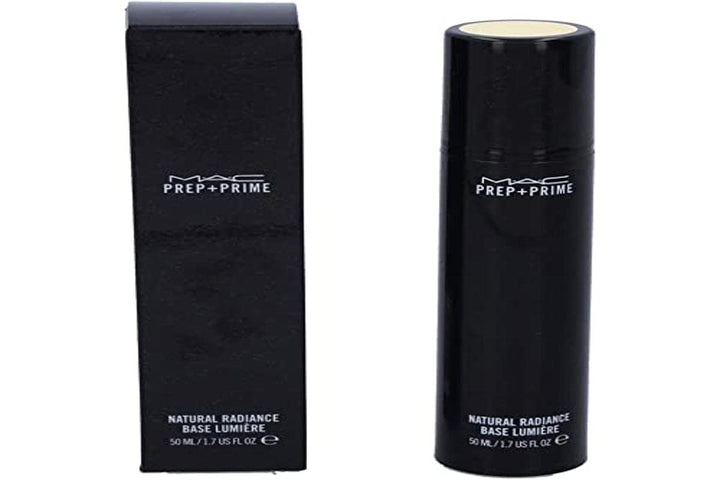 MAC Prep + Prime Natural Radiance front tube showing shade and glow benefits