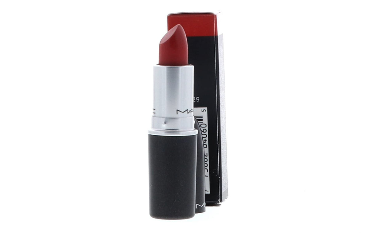 MAC Ruby Woo close-up of lipstick bullet highlighting color and texture