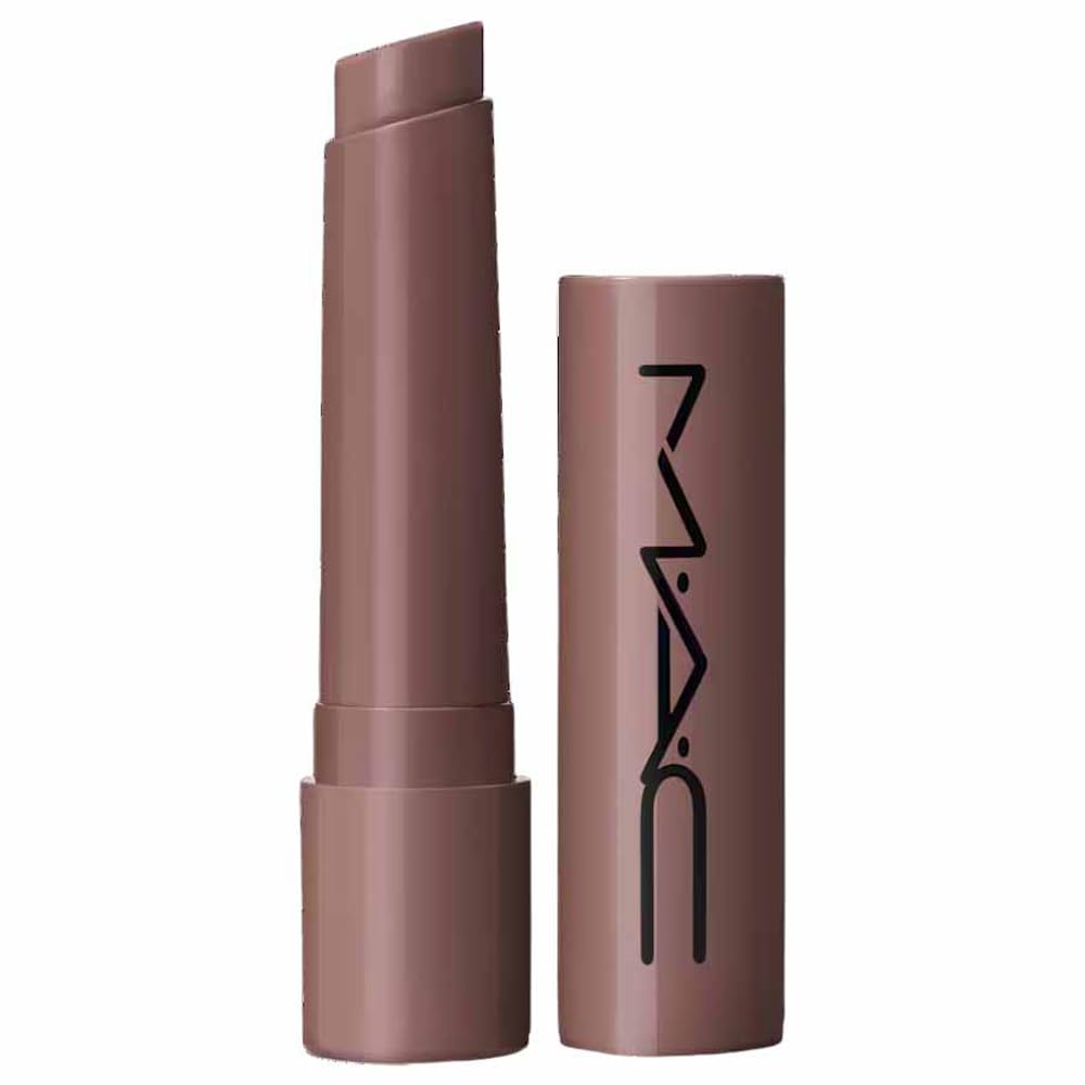 MAC Squirt gloss stick front view showing nude shade and travel-friendly packaging