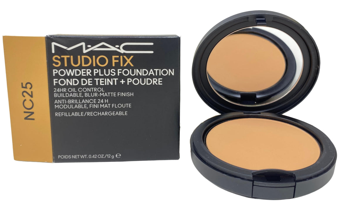 M·A·C Studio Fix compact front view showing packaging and shade label for quick selection