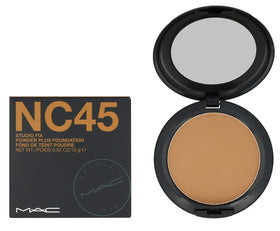MAC Studio Fix compact front view showing packaging and shade NC45 for on-the-go coverage