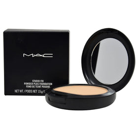 MAC Studio Fix compact front view showing sleek packaging and travel-friendly benefit