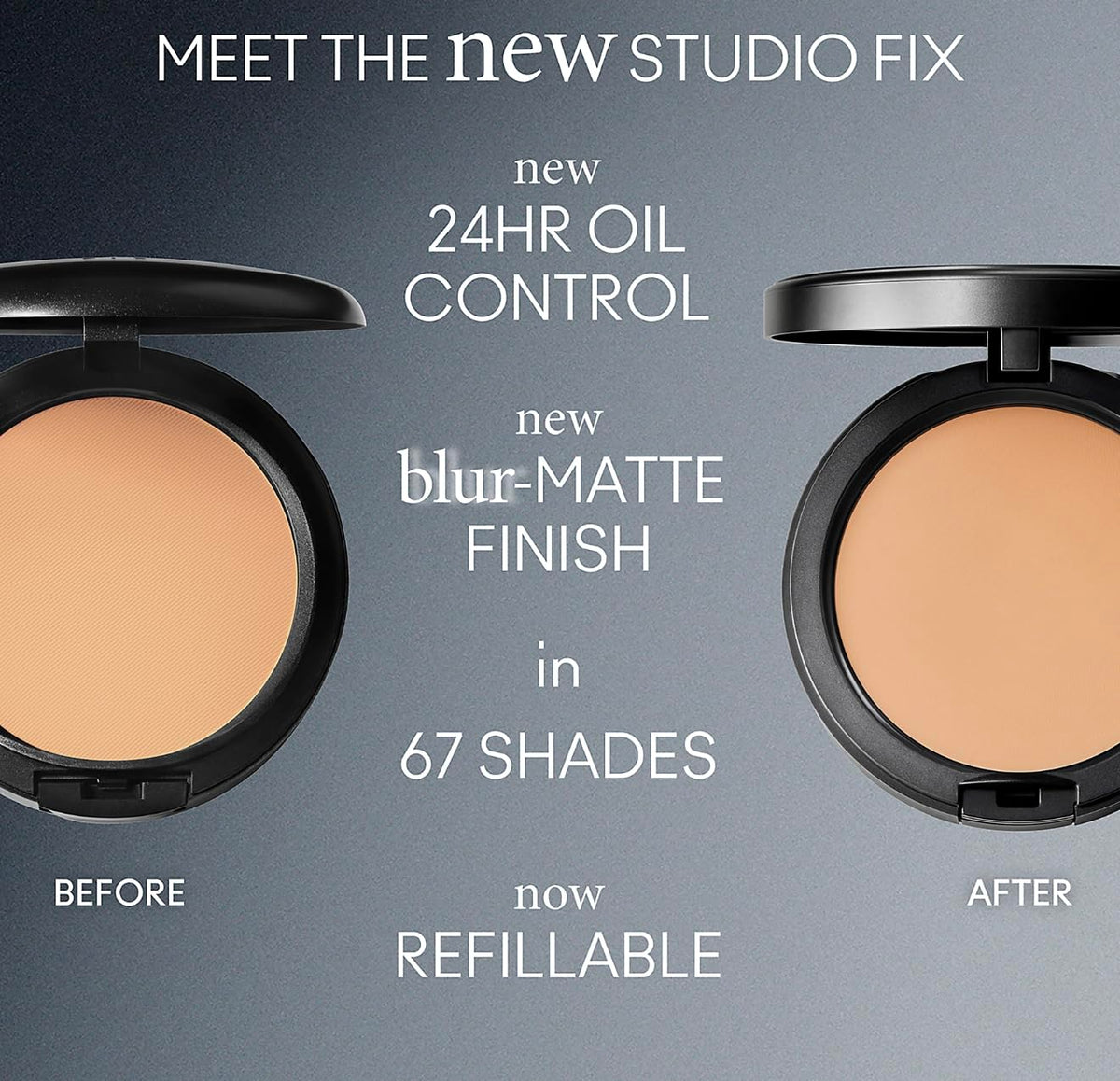 mac Studio Fix compact held in hand showing size and travel-friendly benefit
