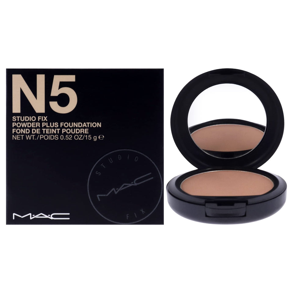 MAC Studio Fix front packaging showing compact and shade label, clear product ID and convenience